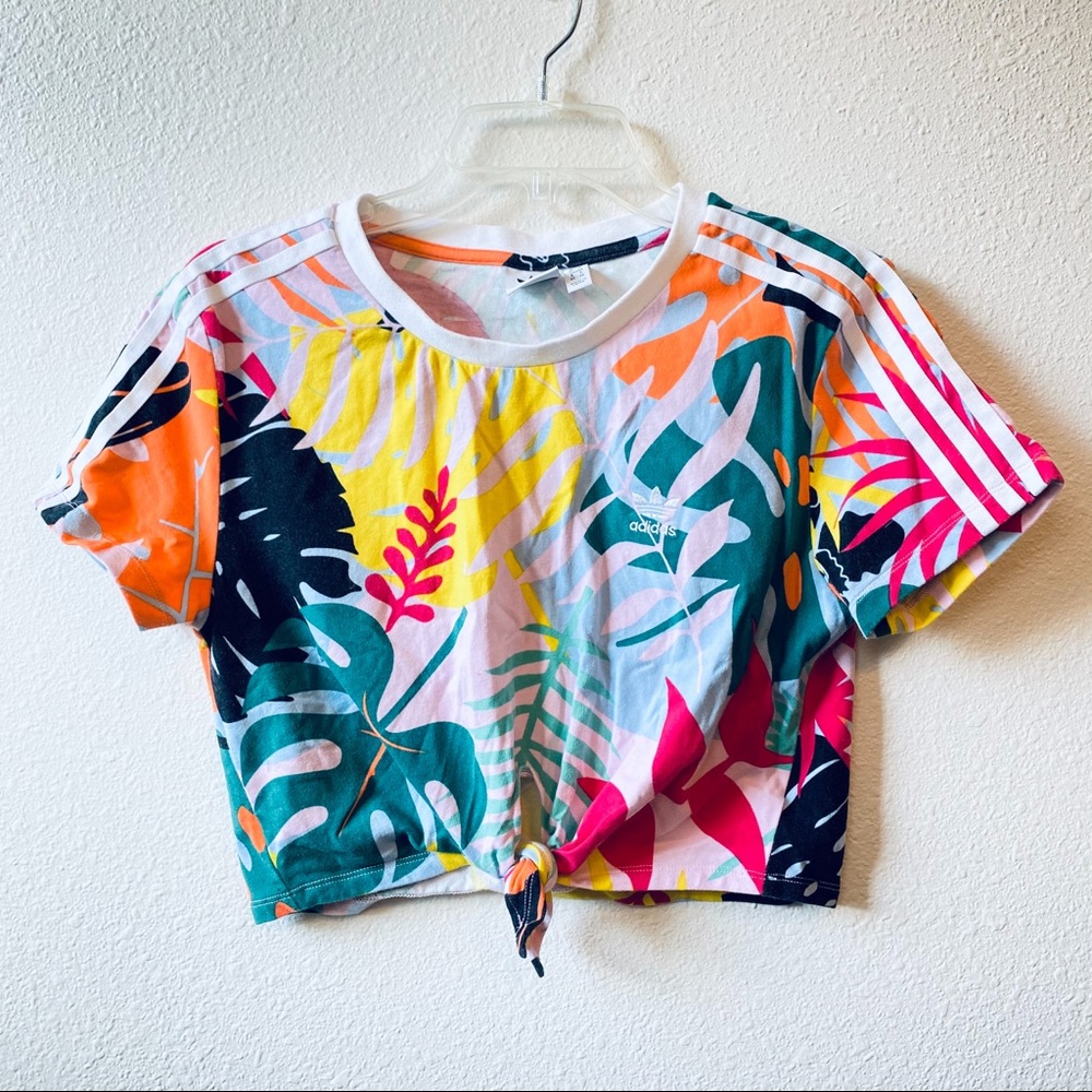 Adidas Tropicalage Tie Front Cropped Tee 121466797 Medium
